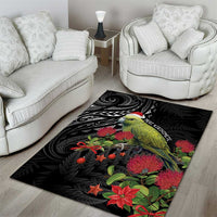 Meri Kirihimete Kakapo Area Rug Black Silver Fern Christmas Vibe LT9 - Polynesian Pride