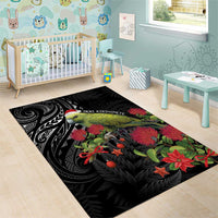 Meri Kirihimete Kakapo Area Rug Black Silver Fern Christmas Vibe LT9 - Polynesian Pride
