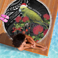 Meri Kirihimete Kakapo Beach Blanket Black Silver Fern Christmas Vibe LT9 - Polynesian Pride