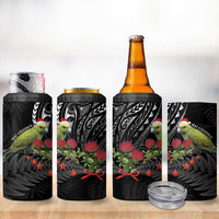 Meri Kirihimete Kakapo 4 in 1 Can Cooler Tumbler Black Silver Fern Christmas Vibe