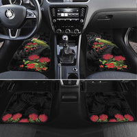 Meri Kirihimete Kakapo Car Mats Black Silver Fern Christmas Vibe LT9 Set 4pcs Black - Polynesian Pride