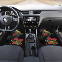 Meri Kirihimete Kakapo Car Mats Black Silver Fern Christmas Vibe LT9 Set 2pcs - Front Black - Polynesian Pride