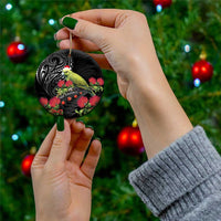 Meri Kirihimete Kakapo Ceramic Ornament Black Silver Fern Christmas Vibe LT9 - Polynesian Pride