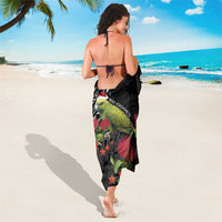 Meri Kirihimete Kakapo Sarong Black Silver Fern Christmas Vibe LT9 - Polynesian Pride