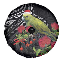 Meri Kirihimete Kakapo Spare Tire Cover Black Silver Fern Christmas Vibe LT9 - Polynesian Pride