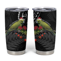 Meri Kirihimete Kakapo Tumbler Cup Black Silver Fern Christmas Vibe LT9 Black - Polynesian Pride