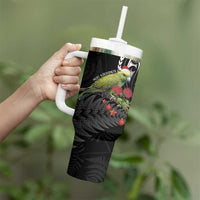 Meri Kirihimete Kakapo Tumbler With Handle Black Silver Fern Christmas Vibe LT9 - Polynesian Pride