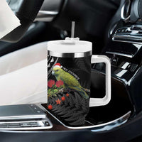 Meri Kirihimete Kakapo Tumbler With Handle Black Silver Fern Christmas Vibe LT9 - Polynesian Pride
