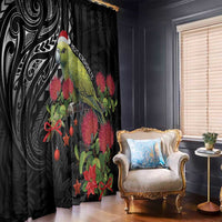 Meri Kirihimete Kakapo Window Curtain Black Silver Fern Christmas Vibe LT9 - Polynesian Pride