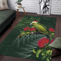 Meri Kirihimete Kakapo Area Rug Green Silver Fern Christmas Vibe LT9 Green - Polynesian Pride