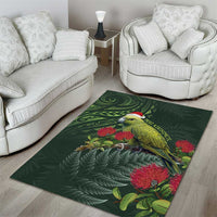 Meri Kirihimete Kakapo Area Rug Green Silver Fern Christmas Vibe LT9 - Polynesian Pride