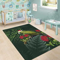 Meri Kirihimete Kakapo Area Rug Green Silver Fern Christmas Vibe LT9 - Polynesian Pride