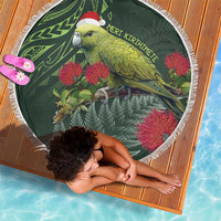 Meri Kirihimete Kakapo Beach Blanket Green Silver Fern Christmas Vibe LT9 - Polynesian Pride