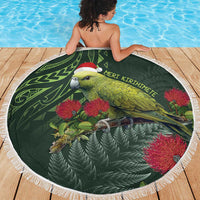 Meri Kirihimete Kakapo Beach Blanket Green Silver Fern Christmas Vibe LT9 - Polynesian Pride