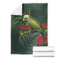 Meri Kirihimete Kakapo Blanket Green Silver Fern Christmas Vibe LT9 - Polynesian Pride
