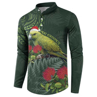 Meri Kirihimete Kakapo Button Sweatshirt Green Silver Fern Christmas Vibe LT9 - Polynesian Pride
