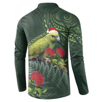 Meri Kirihimete Kakapo Button Sweatshirt Green Silver Fern Christmas Vibe LT9 - Polynesian Pride