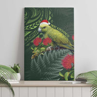 Meri Kirihimete Kakapo Canvas Wall Art Green Silver Fern Christmas Vibe LT9 - Polynesian Pride