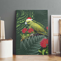 Meri Kirihimete Kakapo Canvas Wall Art Green Silver Fern Christmas Vibe LT9 - Polynesian Pride