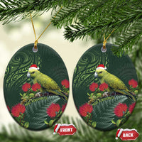 Meri Kirihimete Kakapo Ceramic Ornament Green Silver Fern Christmas Vibe LT9 Oval Green - Polynesian Pride