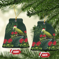 Meri Kirihimete Kakapo Ceramic Ornament Green Silver Fern Christmas Vibe LT9 Bell Flake Green - Polynesian Pride