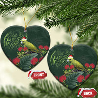 Meri Kirihimete Kakapo Ceramic Ornament Green Silver Fern Christmas Vibe LT9 Heart Green - Polynesian Pride