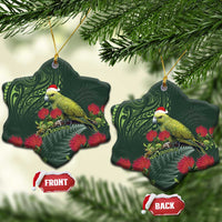 Meri Kirihimete Kakapo Ceramic Ornament Green Silver Fern Christmas Vibe LT9 Snow Flake Green - Polynesian Pride