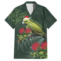Meri Kirihimete Kakapo Family Matching Short Sleeve Bodycon Dress and Hawaiian Shirt Green Silver Fern Christmas Vibe