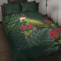 Meri Kirihimete Kakapo Quilt Bed Set Green Silver Fern Christmas Vibe LT9 Green - Polynesian Pride