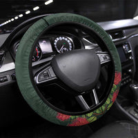 Meri Kirihimete Kakapo Steering Wheel Cover Green Silver Fern Christmas Vibe LT9 Universal Fit Green - Polynesian Pride