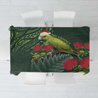 Meri Kirihimete Kakapo Tablecloth Green Silver Fern Christmas Vibe LT9 Green - Polynesian Pride