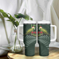 Meri Kirihimete Kakapo Tumbler With Handle Green Silver Fern Christmas Vibe LT9 - Polynesian Pride