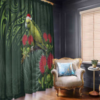 Meri Kirihimete Kakapo Window Curtain Green Silver Fern Christmas Vibe LT9 - Polynesian Pride