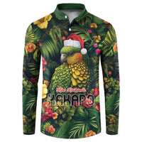 Meri Kirihimete Kakapo Button Sweatshirt New Zealand Christmas with Tropical Vibe LT9 Green - Polynesian Pride