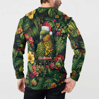 Meri Kirihimete Kakapo Button Sweatshirt New Zealand Christmas with Tropical Vibe LT9 - Polynesian Pride