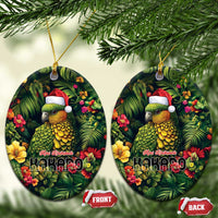 Meri Kirihimete Kakapo Ceramic Ornament New Zealand Christmas with Tropical Vibe LT9 Oval Green - Polynesian Pride