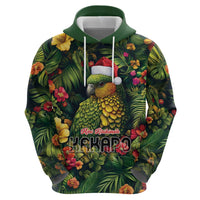Meri Kirihimete Kakapo Zip Hoodie New Zealand Christmas with Tropical Vibe