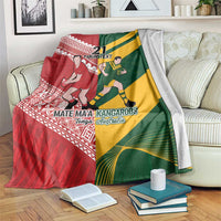 Australia-Tonga Rugby Pacific Custom Blanket The Kangaroos and Mate Ma'a Tonga LT9 Red-Green - Polynesian Pride
