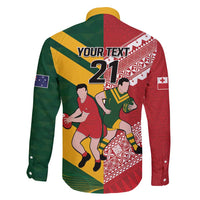 Australia-Tonga Rugby Pacific Custom Family Matching Long Sleeve Bodycon Dress and Hawaiian Shirt The Kangaroos and Mate Ma'a Tonga