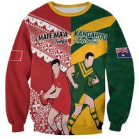 Australia-Tonga Rugby Pacific Custom Sweatshirt The Kangaroos and Mate Ma'a Tonga LT9 Unisex Red-Green - Polynesian Pride