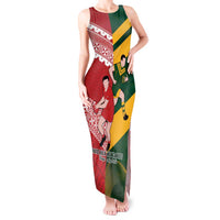 Australia-Tonga Rugby Pacific Custom Tank Maxi Dress The Kangaroos and Mate Ma'a Tonga LT9 Women Red-Green - Polynesian Pride