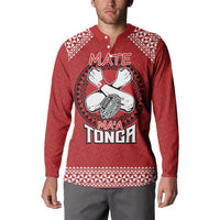 Tonga Rugby XIII Custom Button Sweatshirt Mate Ma'a Tonga with Ngatu Pattern LT9 - Polynesian Pride