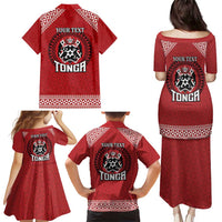 Tonga Rugby XIII Custom Family Matching Puletasi and Hawaiian Shirt Mate Ma'a Tonga with Ngatu Pattern