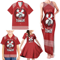 Tonga Rugby XIII Custom Family Matching Tank Maxi Dress and Hawaiian Shirt Mate Ma'a Tonga with Ngatu Pattern