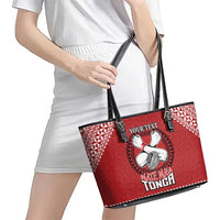 Tonga Rugby XIII Custom Leather Tote Bag Mate Ma'a Tonga with Ngatu Pattern LT9 - Polynesian Pride