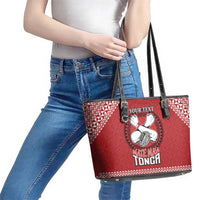 Tonga Rugby XIII Custom Leather Tote Bag Mate Ma'a Tonga with Ngatu Pattern LT9 - Polynesian Pride