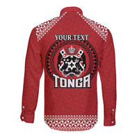 Tonga Rugby XIII Custom Long Sleeve Button Shirt Mate Ma'a Tonga with Ngatu Pattern
