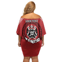 Tonga Rugby XIII Custom Off Shoulder Short Dress Mate Ma'a Tonga with Ngatu Pattern LT9 - Polynesian Pride