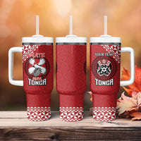 Tonga Rugby XIII Custom Tumbler With Handle Mate Ma'a Tonga with Ngatu Pattern LT9 - Polynesian Pride
