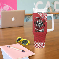 Tonga Rugby XIII Custom Tumbler With Handle Mate Ma'a Tonga with Ngatu Pattern LT9 - Polynesian Pride